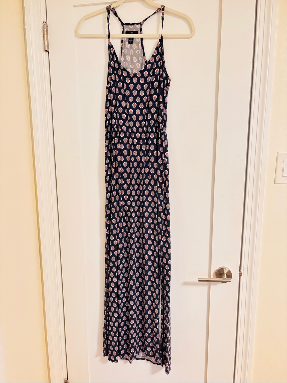 GAP Navy Maxi Dress with Pink Floral Motif